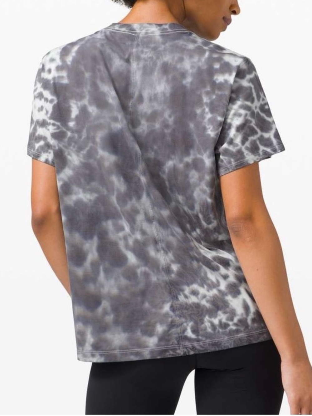 Lululemon All Yours Tee Gray White Cloudy Marble Tie Dye Wash Large (8-10) - Picture 2 of 4
